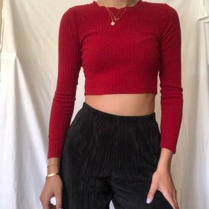 Tobi red knit crop top